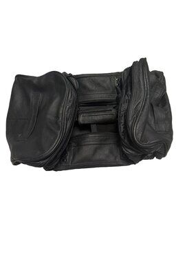 Vintage Black Genuine Leather Camcorder Video Camera Bag Large 18 Inch